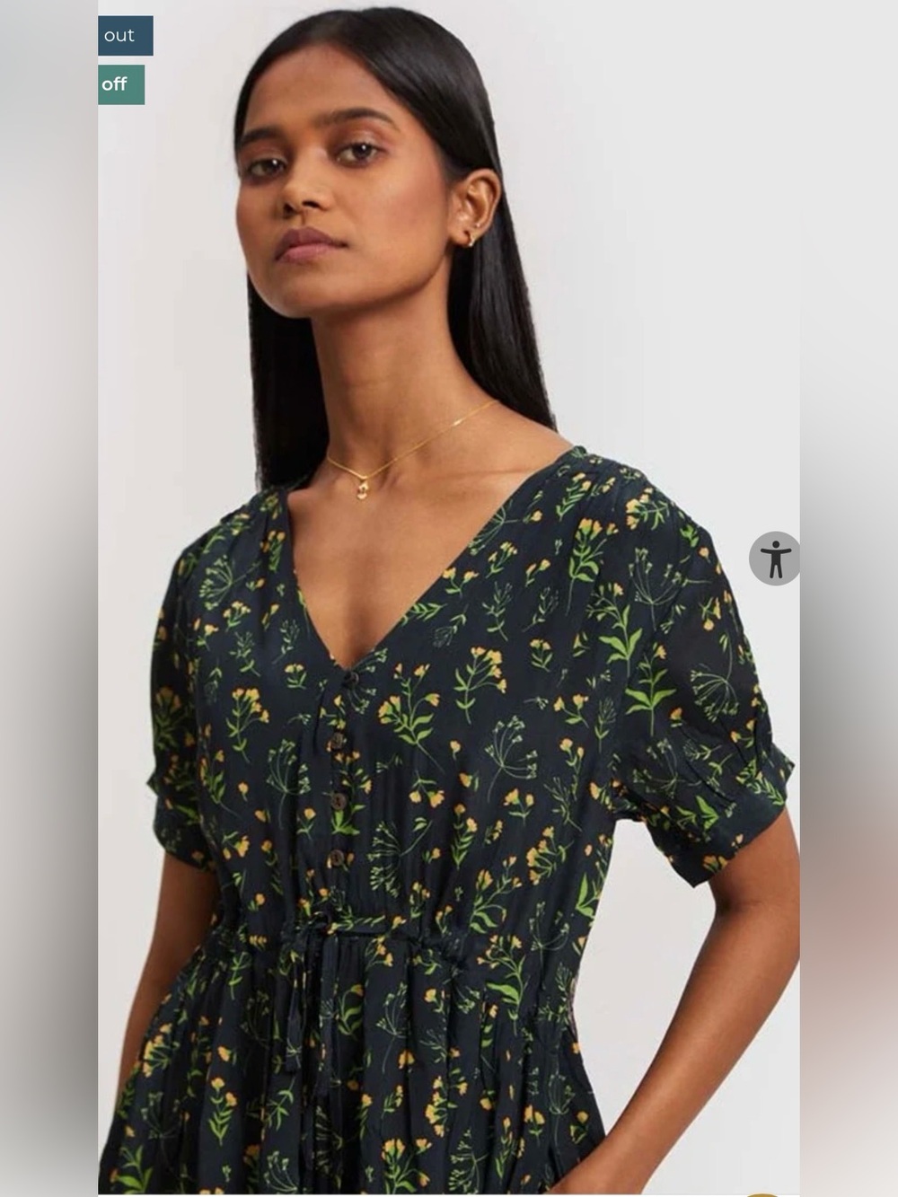Reistor Short Drawstring Dress Cupro Floral , size M